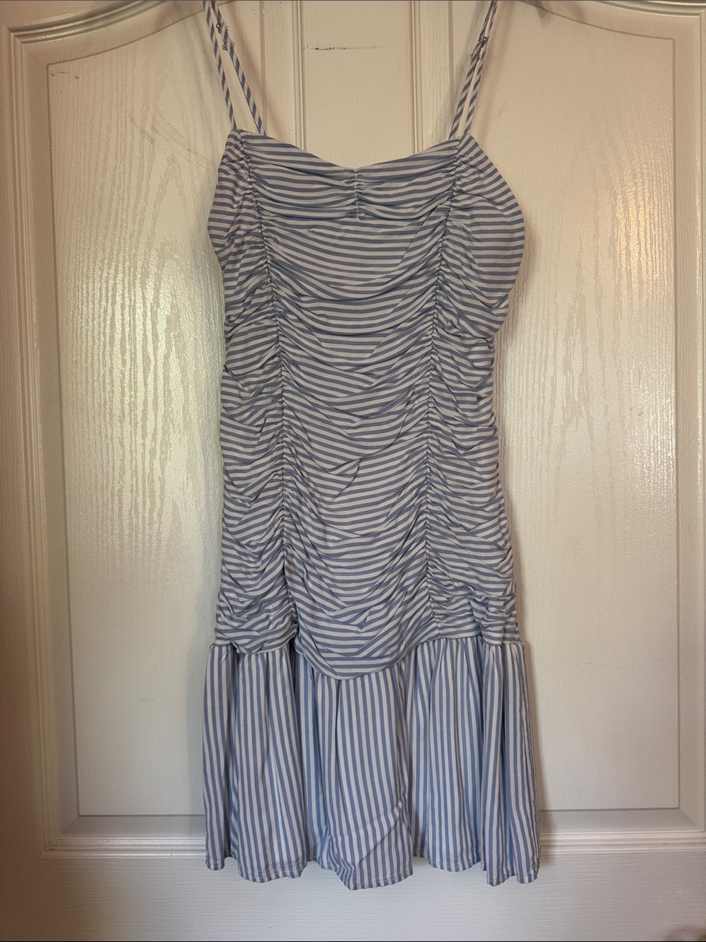Dropped waist ruched dress